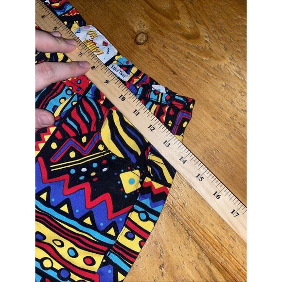 OH SNAP! Men Retro 90s Geometric Print Shorts Stretch Twill Black Colorful Med - Picture 10 of 10